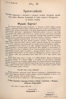 [Kadencja VI, sesja V, al. 19] Alegata do Sprawozdań Stenograficznych z Piątej Sesyi Szóstego Peryodu Sejmu Krajowego Królestwa Galicyi i Lodomeryi wraz z Wielkiem Księstwem Krakowskiem z roku 1894. Alegat 19