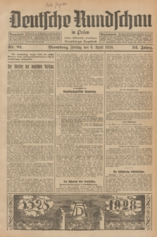 Deutsche Rundschau in Polen : früher Ostdeutsche Rundschau, Bromberger Tageblatt. Jg.52, Nr. 81 (6 April 1928) + dod.