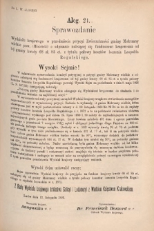 [Kadencja VI, sesja V, al. 21] Alegata do Sprawozdań Stenograficznych z Piątej Sesyi Szóstego Peryodu Sejmu Krajowego Królestwa Galicyi i Lodomeryi wraz z Wielkiem Księstwem Krakowskiem z roku 1894. Alegat 21