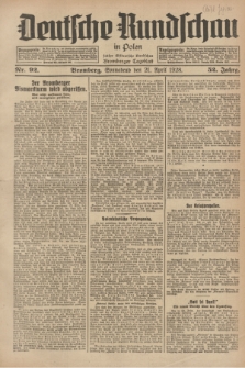 Deutsche Rundschau in Polen : früher Ostdeutsche Rundschau, Bromberger Tageblatt. Jg.52, Nr. 92 (21 April 1928) + dod.