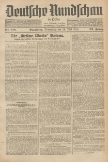Deutsche Rundschau in Polen : früher Ostdeutsche Rundschau, Bromberger Tageblatt. Jg.52, Nr. 118 (24 Mai 1928) + dod.