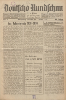 Deutsche Rundschau in Polen : früher Ostdeutsche Rundschau, Bromberger Tageblatt. Jg.54, Nr. 1 (1 Januar 1930) + dod.