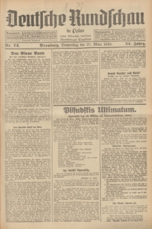 Deutsche Rundschau in Polen : früher Ostdeutsche Rundschau, Bromberger Tageblatt. Jg.54, Nr. 72 (27 März 1930) + dod.
