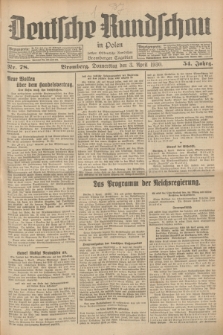 Deutsche Rundschau in Polen : früher Ostdeutsche Rundschau, Bromberger Tageblatt. Jg.54, Nr. 78 (3 April 1930) + dod.