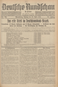 Deutsche Rundschau in Polen : früher Ostdeutsche Rundschau, Bromberger Tageblatt. Jg.54, Nr. 92 (20 April 1930) + dod.