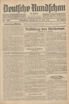 Deutsche Rundschau in Polen : früher Ostdeutsche Rundschau, Bromberger Tageblatt. Jg.54, Nr. 165 (20 Juli 1930) + dod.