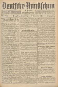 Deutsche Rundschau in Polen : früher Ostdeutsche Rundschau, Bromberger Tageblatt. Jg.54, Nr. 203 (4 September 1930) + dod.
