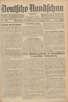 Deutsche Rundschau in Polen : früher Ostdeutsche Rundschau, Bromberger Tageblatt. Jg.54, Nr. 215 (18 September 1930) + dod.