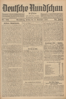 Deutsche Rundschau in Polen : früher Ostdeutsche Rundschau, Bromberger Tageblatt. Jg.54, Nr. 216 (19 September 1930) + dod.