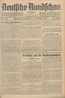 Deutsche Rundschau in Polen : früher Ostdeutsche Rundschau, Bromberger Tageblatt. Jg.54, Nr. 217 (20 September 1930) + dod.