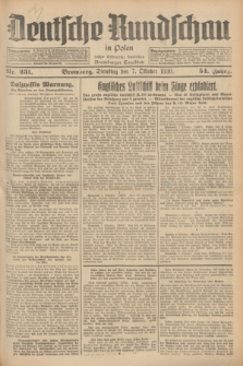 Deutsche Rundschau in Polen : früher Ostdeutsche Rundschau, Bromberger Tageblatt. Jg.54, Nr. 231 (7 Oktober 1930) + dod.