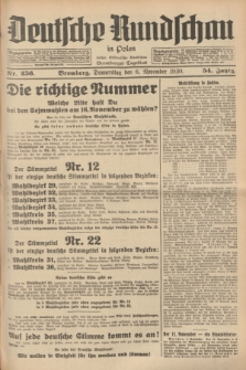 Deutsche Rundschau in Polen : früher Ostdeutsche Rundschau, Bromberger Tageblatt. Jg.54, Nr. 256 (6 November 1930) + dod.