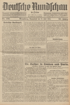 Deutsche Rundschau in Polen : früher Ostdeutsche Rundschau, Bromberger Tageblatt. Jg.55, Nr. 156 (11 Juli 1931) + dod.