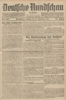 Deutsche Rundschau in Polen : früher Ostdeutsche Rundschau, Bromberger Tageblatt. Jg.55, Nr. 217 (22 September 1931) + dod.