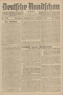Deutsche Rundschau in Polen : früher Ostdeutsche Rundschau, Bromberger Tageblatt. Jg.57, Nr. 210 (14 September 1933) + dod.