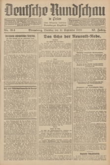 Deutsche Rundschau in Polen : früher Ostdeutsche Rundschau, Bromberger Tageblatt. Jg.57, Nr. 214 (19 September 1933) + dod.