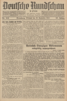 Deutsche Rundschau in Polen : früher Ostdeutsche Rundschau, Bromberger Tageblatt. Jg.57, Nr. 215 (20 September 1933) + dod.
