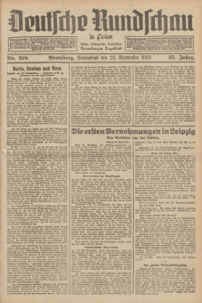 Deutsche Rundschau in Polen : früher Ostdeutsche Rundschau, Bromberger Tageblatt. Jg.57, Nr. 218 (23 September 1933) + dod.