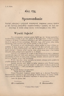 [Kadencja VI, sesja V, al. 158] Alegata do Sprawozdań Stenograficznych z Piątej Sesyi Szóstego Peryodu Sejmu Krajowego Królestwa Galicyi i Lodomeryi wraz z Wielkiem Księstwem Krakowskiem z roku 1894. Alegat 158