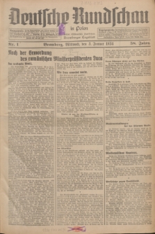 Deutsche Rundschau in Polen : früher Ostdeutsche Rundschau, Bromberger Tageblatt. Jg.58, Nr. 1 (3 Januar 1934) + dod.