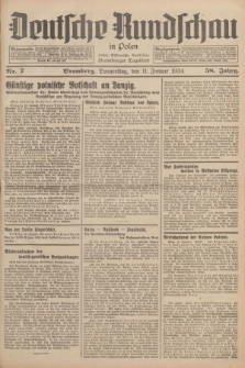 Deutsche Rundschau in Polen : früher Ostdeutsche Rundschau, Bromberger Tageblatt. Jg.58, Nr. 7 (11 Januar 1934) + dod.