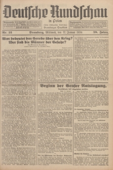 Deutsche Rundschau in Polen : früher Ostdeutsche Rundschau, Bromberger Tageblatt. Jg.58, Nr. 12 (17 Januar 1934) + dod.