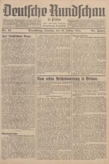 Deutsche Rundschau in Polen : früher Ostdeutsche Rundschau, Bromberger Tageblatt. Jg.58, Nr. 17 (23 Januar 1934) + dod.