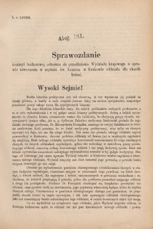 [Kadencja VI, sesja V, al. 161] Alegata do Sprawozdań Stenograficznych z Piątej Sesyi Szóstego Peryodu Sejmu Krajowego Królestwa Galicyi i Lodomeryi wraz z Wielkiem Księstwem Krakowskiem z roku 1894. Alegat 161