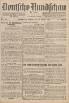 Deutsche Rundschau in Polen : früher Ostdeutsche Rundschau, Bromberger Tageblatt. Jg.58, Nr. 41 (21 Februar 1934) + dod.