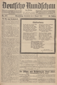 Deutsche Rundschau in Polen : früher Ostdeutsche Rundschau, Bromberger Tageblatt. Jg.58, Nr. 175 (4 August 1934) + dod.