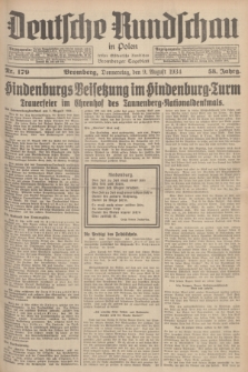Deutsche Rundschau in Polen : früher Ostdeutsche Rundschau, Bromberger Tageblatt. Jg.58, Nr. 179 (9 August 1934) + dod.