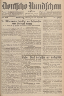 Deutsche Rundschau in Polen : früher Ostdeutsche Rundschau, Bromberger Tageblatt. Jg.58, Nr. 212 (18 September 1934) + dod.