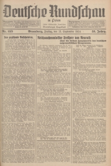 Deutsche Rundschau in Polen : früher Ostdeutsche Rundschau, Bromberger Tageblatt. Jg.58, Nr. 215 (21 September 1934) + dod.