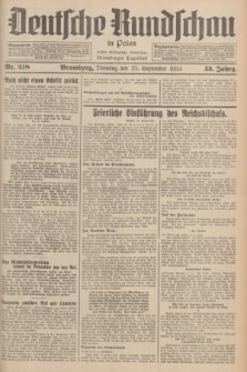 Deutsche Rundschau in Polen : früher Ostdeutsche Rundschau, Bromberger Tageblatt. Jg.58, Nr. 218 (25 September 1934) + dod.