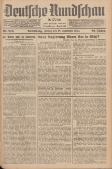 Deutsche Rundschau in Polen : früher Ostdeutsche Rundschau, Bromberger Tageblatt. Jg.60, Nr. 216 (18 September 1936) + dod.