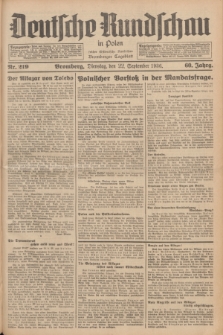 Deutsche Rundschau in Polen : früher Ostdeutsche Rundschau, Bromberger Tageblatt. Jg.60, Nr. 219 (22 September 1936) + dod.