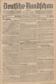 Deutsche Rundschau in Polen : früher Ostdeutsche Rundschau, Bromberger Tageblatt, Pommereller Tageblatt. Jg.61, Nr. 97 (29 April 1937) + dod.
