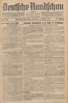 Deutsche Rundschau in Polen : früher Ostdeutsche Rundschau, Bromberger Tageblatt, Pommereller Tageblatt. Jg.61, Nr. 176 (5 August 1937) + dod.