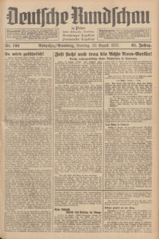 Deutsche Rundschau in Polen : früher Ostdeutsche Rundschau, Bromberger Tageblatt, Pommereller Tageblatt. Jg.61, Nr. 191 (22 August 1937) + dod.