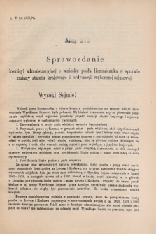 [Kadencja VI, sesja V, al. 236] Alegata do Sprawozdań Stenograficznych z Piątej Sesyi Szóstego Peryodu Sejmu Krajowego Królestwa Galicyi i Lodomeryi wraz z Wielkiem Księstwem Krakowskiem z roku 1894. Alegat 236