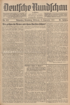 Deutsche Rundschau in Polen : früher Ostdeutsche Rundschau, Bromberger Tageblatt, Pommereller Tageblatt. Jg.61, Nr. 211 (15 September 1937) + dod.