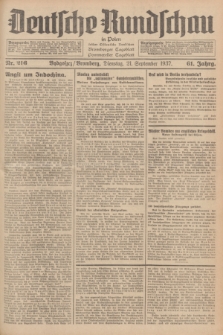 Deutsche Rundschau in Polen : früher Ostdeutsche Rundschau, Bromberger Tageblatt, Pommereller Tageblatt. Jg.61, Nr. 216 (21 September 1937) + dod.