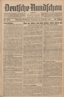Deutsche Rundschau in Polen : früher Ostdeutsche Rundschau, Bromberger Tageblatt, Pommereller Tageblatt. Jg.61, Nr. 270 (25 November 1937) + dod.
