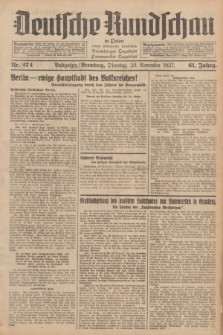 Deutsche Rundschau in Polen : früher Ostdeutsche Rundschau, Bromberger Tageblatt, Pommereller Tageblatt. Jg.61, Nr. 274 (30 November 1937) + dod.