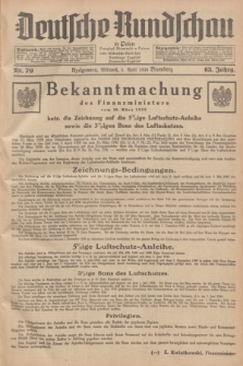 Deutsche Rundschau in Polen = Przegląd Niemiecki w Polsce : früher Ostdeutsche Rundschau, Bromberger Tageblatt, Pommereller Tageblatt. Jg.63, Nr. 79 (5 April 1939) + dod.