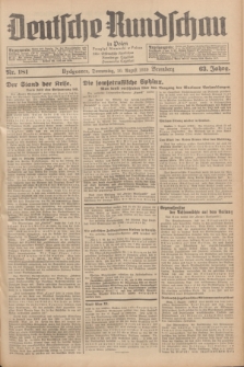 Deutsche Rundschau in Polen = Przegląd Niemiecki w Polsce : früher Ostdeutsche Rundschau, Bromberger Tageblatt, Pommereller Tageblatt. Jg.63, Nr. 181 (10 August 1939) + dod.