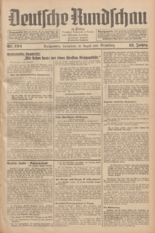 Deutsche Rundschau in Polen = Przegląd Niemiecki w Polsce : früher Ostdeutsche Rundschau, Bromberger Tageblatt, Pommereller Tageblatt. Jg.63, Nr. 194 (26 August 1939) + dod.