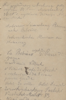 Różne notatki Adama Asnyka z podróży do Włoch, odbytej we wrześniu i październiku 1872 r.