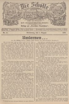 Die Scholle : früher „Der Ostmärker” : land- und hauswirtschaftlicher Ratgeber : Beilage zur „Deutschen Rundschau”. 1934, Nr. 31 (5 August)