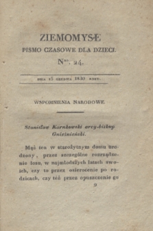 Ziemomysł : pismo czasowe dla dzieci. T.4, Nro 24 (15 grudnia 1830)